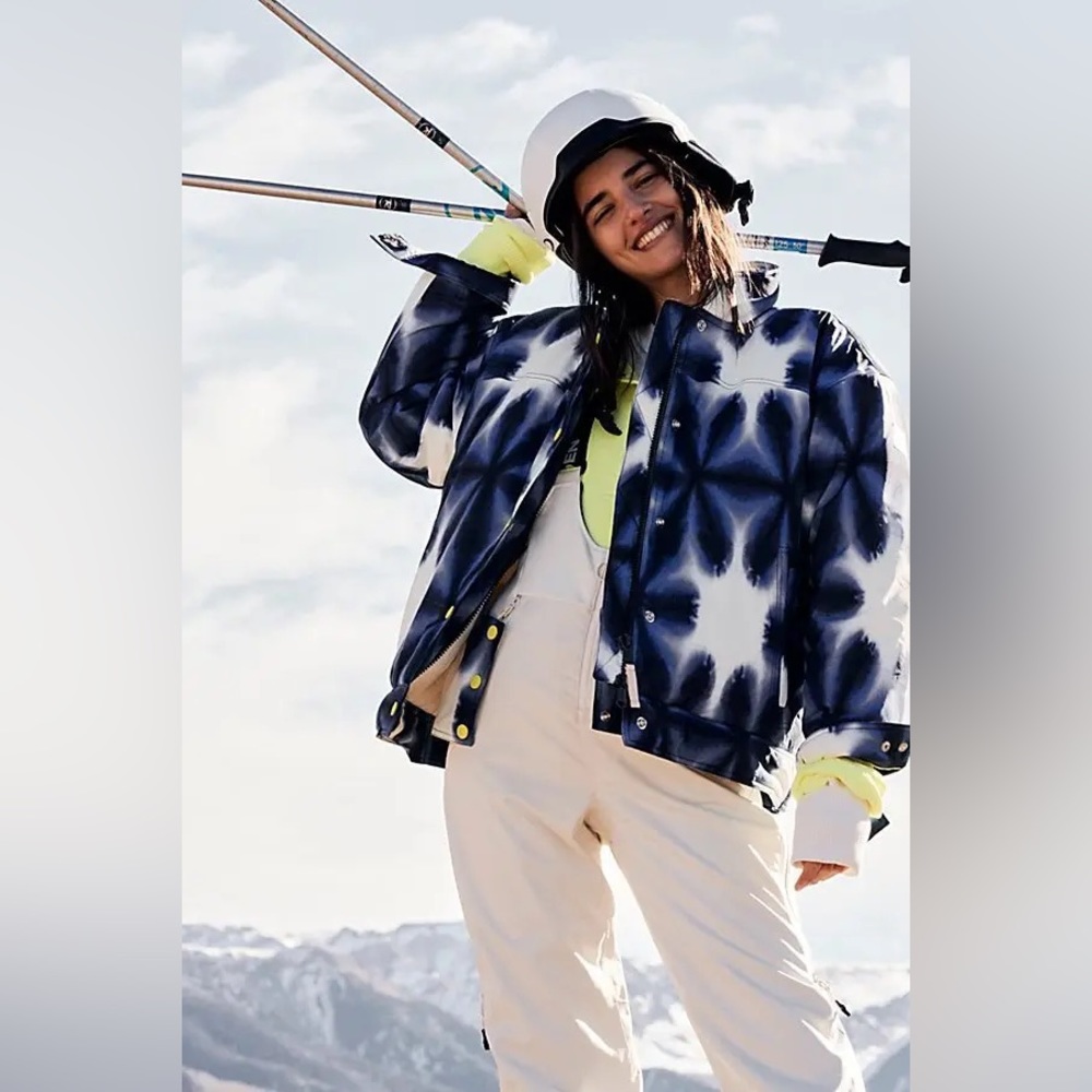 Free People Blue and White Ski Jacket